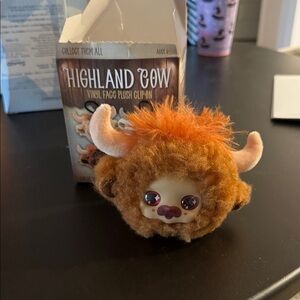 Highland Cow Plush Clip-On Toy - Brown Plush (Brand: )
